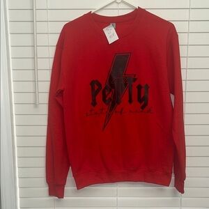 “Petty State of Mind” Red Graphic Crewneck Sweater